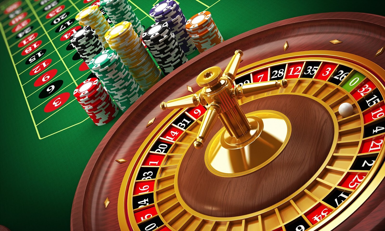 Roulette Wheel And Casino Chips On The Table.similar Images: